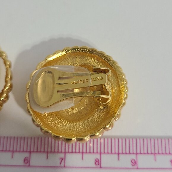 Alfred Sung Matt Gold Spiral Clip on Earrings-Vintage - Picture 7 of 9